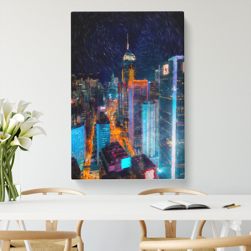 Midnight Dreams In Hong Kong - Wrapped Canvas Painting, 60cm H x 40cm W x 3cm D