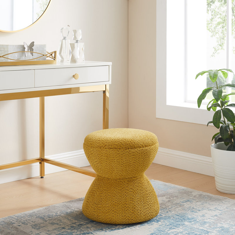 Kalli Upholstered Pouf, Yellow