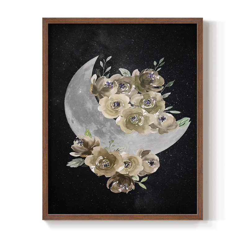 Reproduction encadrée de lune bohémienne - bois massif, H 10 po x l 8 po, Brun