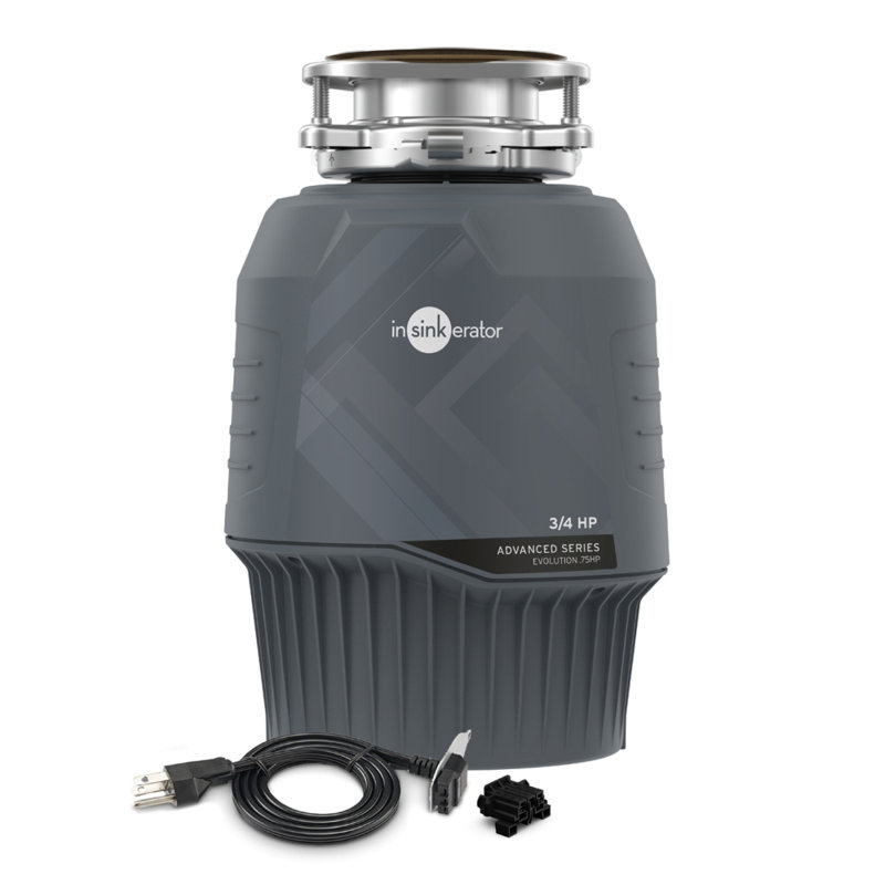 InSinkErator Evolution .75HP with power cord, 3/4 HP Garbage Disposal, Advanced Series EZ Connect Continuous Feed Food Waste Disposer