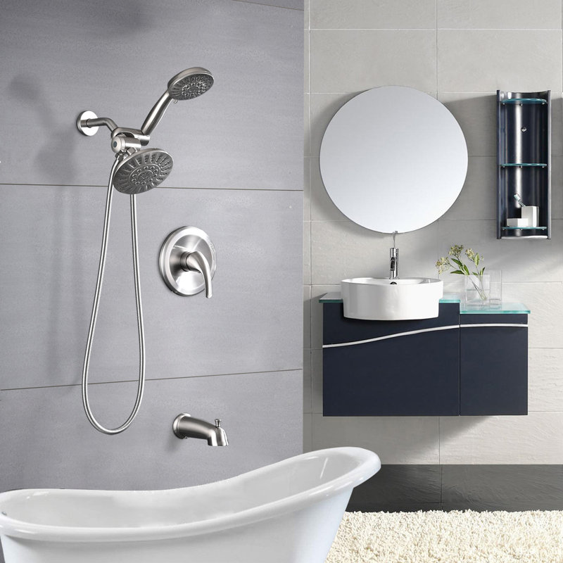 Système de douche avec valve brute, Nickel brossé