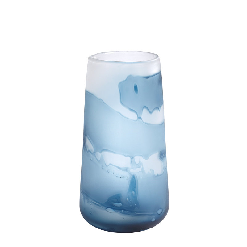 Handcrafted Glass Table Vase, 13.25" H x 7.25" W x 7.25" D