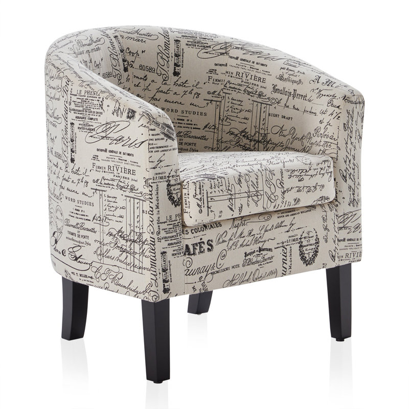 Fauteuil demi-tonneau de 26,77 po Munson, Beige / lin gris