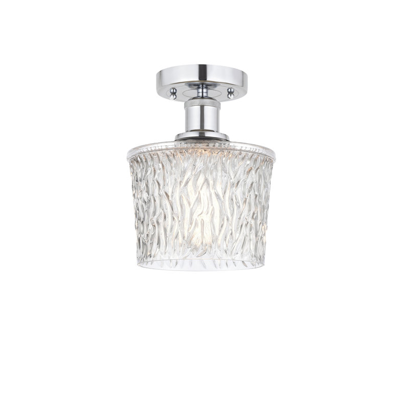 Plafonnier semi-encastré 1 lumière 6,5 po Camire, Chrome poli