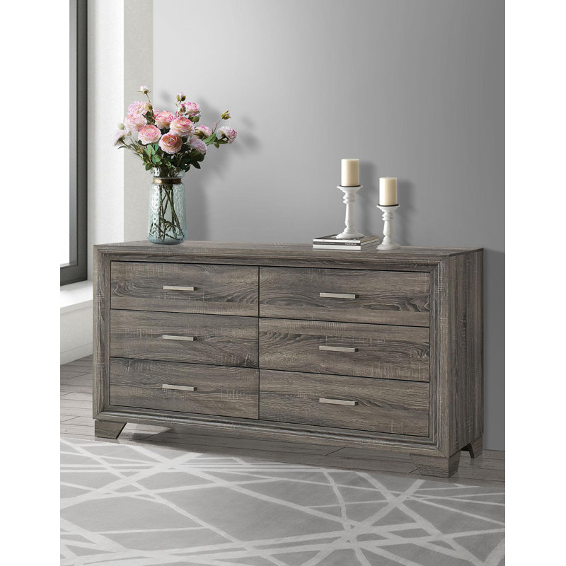Commode 6 tiroirs Chêne brun