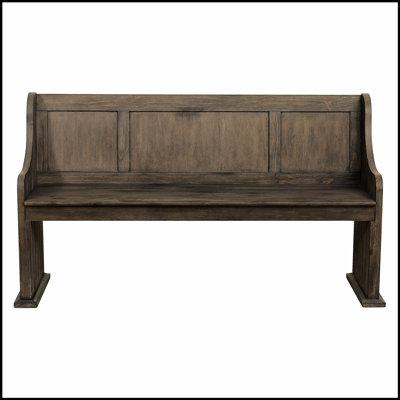 Oak Finish Wooden Bench with Curved Arms and Backrest for Elegant Dining and Entryway Seating