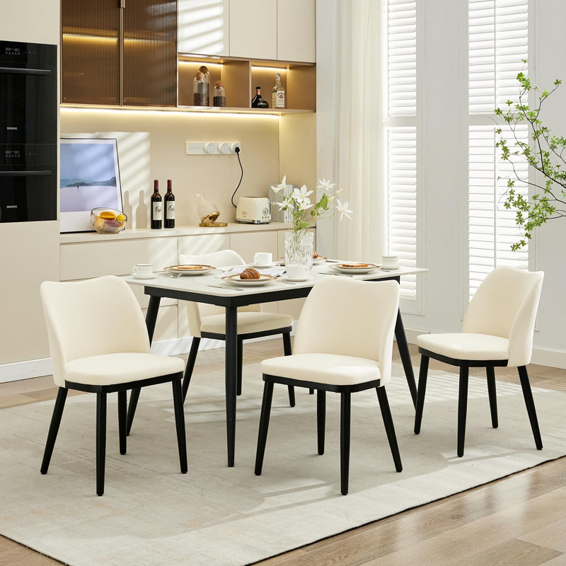 Upholstered Dining Chair, 4, Velvet Beige