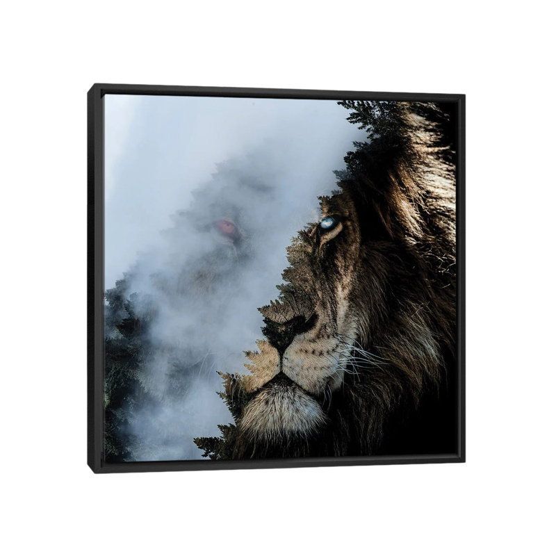 Monster Lion by Paul Haag - Print on Canvas, Black Framed, 45.72 cm H x 45.72 cm W
