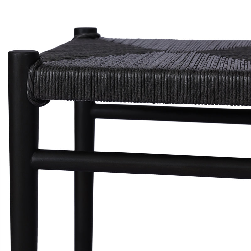 Outdoor Teak Bar Stool, Black, Black, 30"