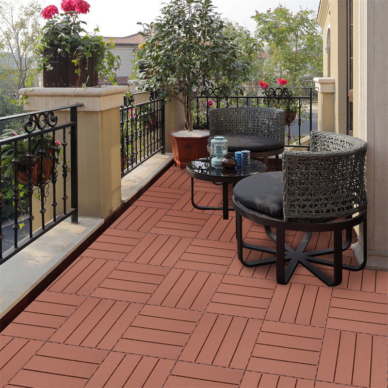 Carreaux de terrasse en plastique emboîtables, Acajou