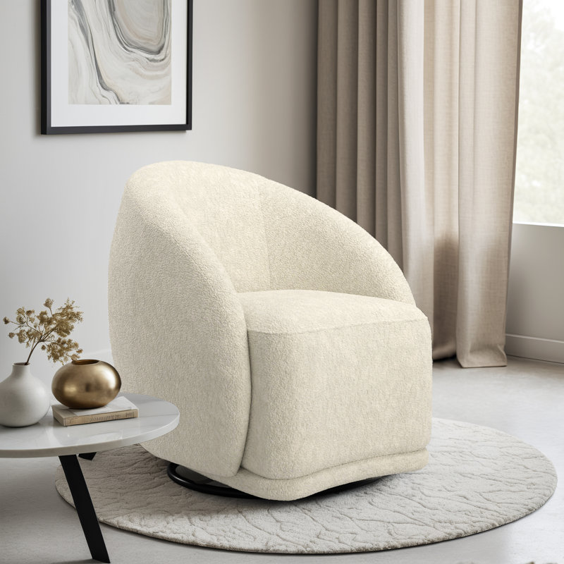 Fauteuil d'appoint pivotant en velours Brunna, Crème, crème