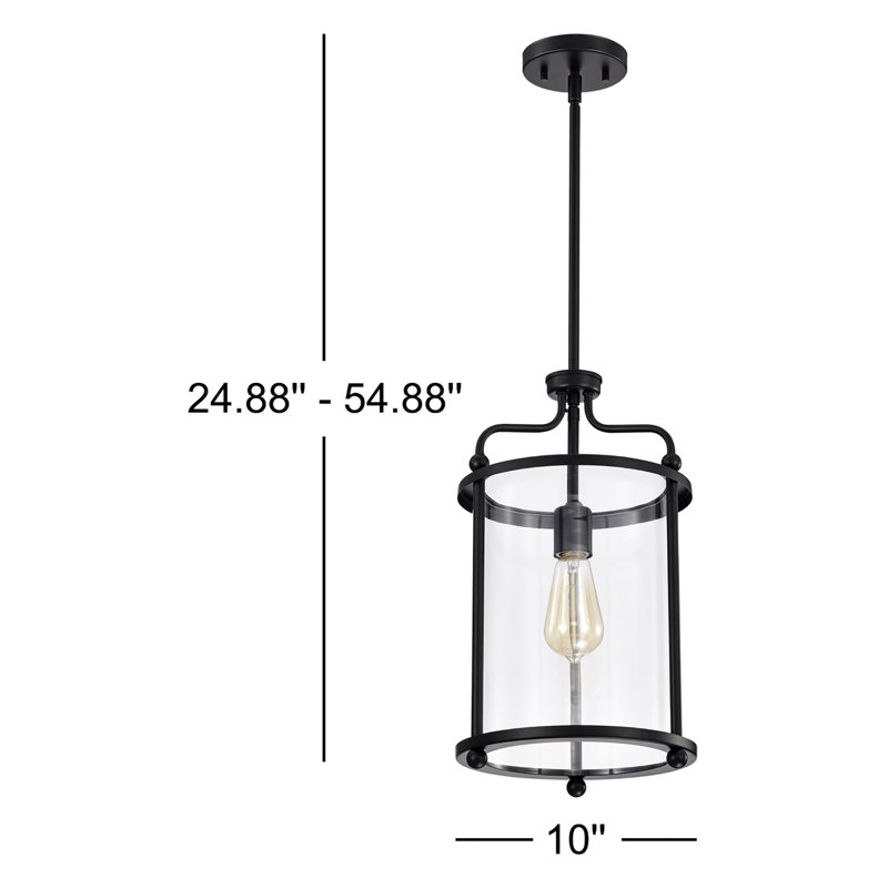 Neven 1-Light Dimmable Cylinder Pendant with Clear Glass Shade, Burnished Brass