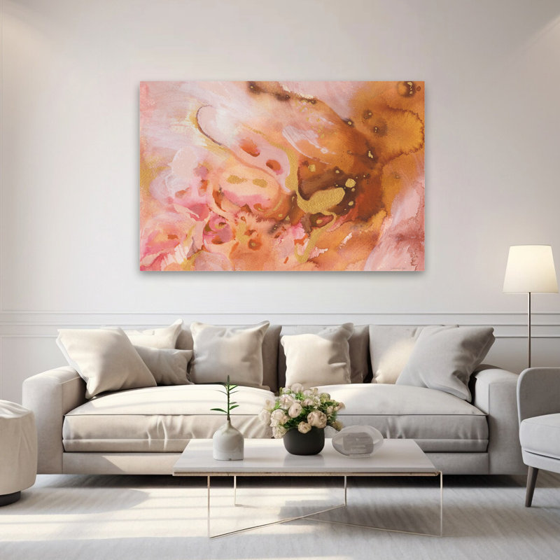 Art abstrait abstrait et rosé, H 40 po x l 60 po