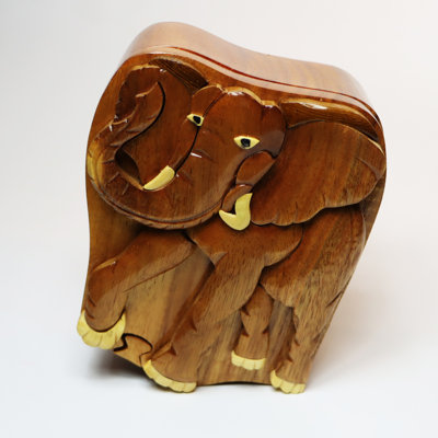 Boîte à énigmes en bois Intarsia