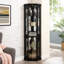 Vitrine lumineuse - armoire de coin noire pour pièces décoratives, tablettes réglables, dispositif de surmatelas, hauteur de verre de 70,26 po