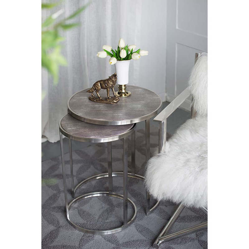 Hamdan Stainless Steel Tray Top Nesting Tables