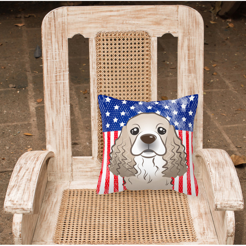  Coussin 14 "American Flag, 18 po x 18 po, Épagneul cocker