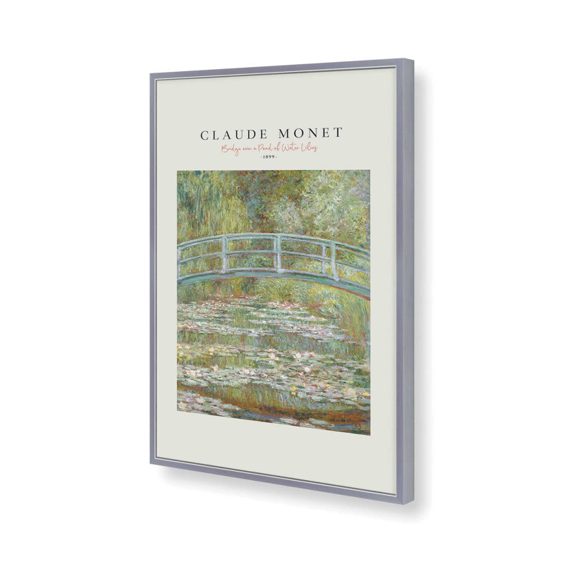 Pont sur un étang de nénuphars par Monet v2, H 11,25 po x l 9,25 po, Chrome poli