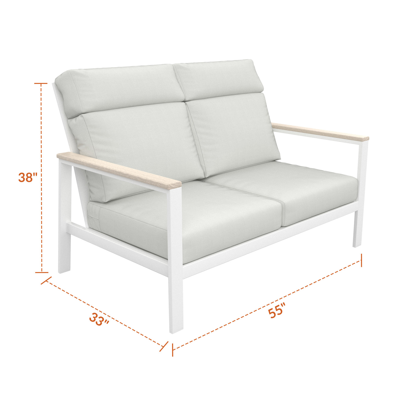 Townsend 55" Sunbrella® Patio Loveseat, Canvas White, White