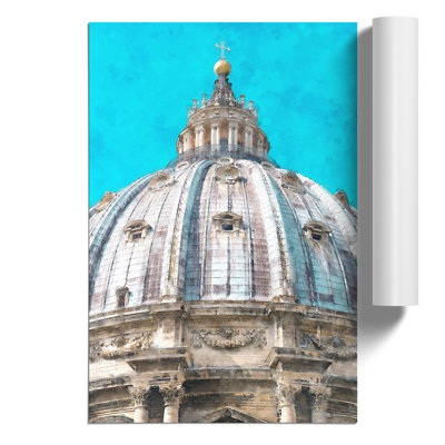 St. Peters Basilica in the Vatican City Painting - Frameless Print