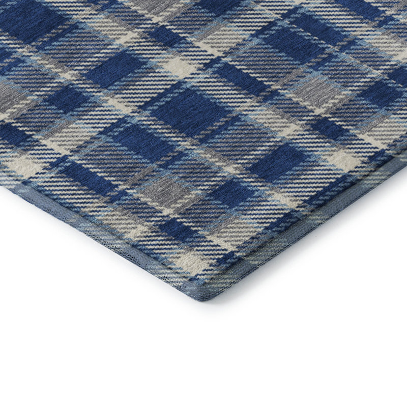 Premium Machine Washable Cerrito AMF563 Navy Rug, Rectangle 8' x 10'