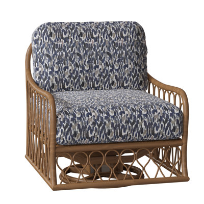 Cane Swivel Rocking Chair with Cushions