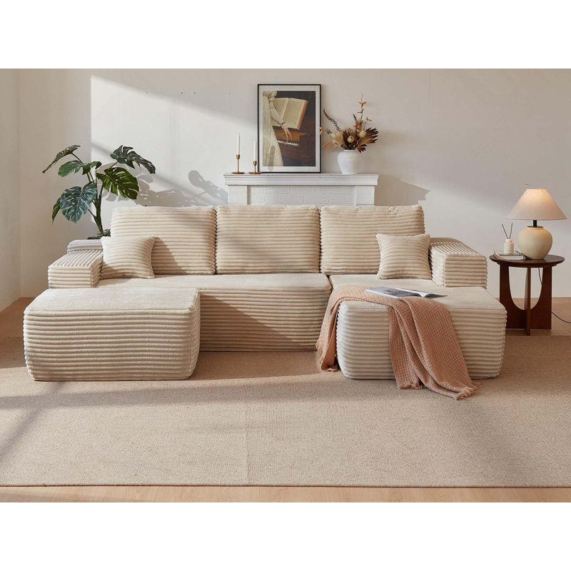 Canapé modulaire de 104 pouces avec canapé modulaire moderne avec méridienne et 1 repose-pieds pour le salon, la chambre à coucher, aucun assemblage requis