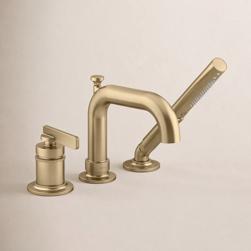 Castia by Studio McGee Deck-Mount Bath Faucet with Handshower, Moderne Brass