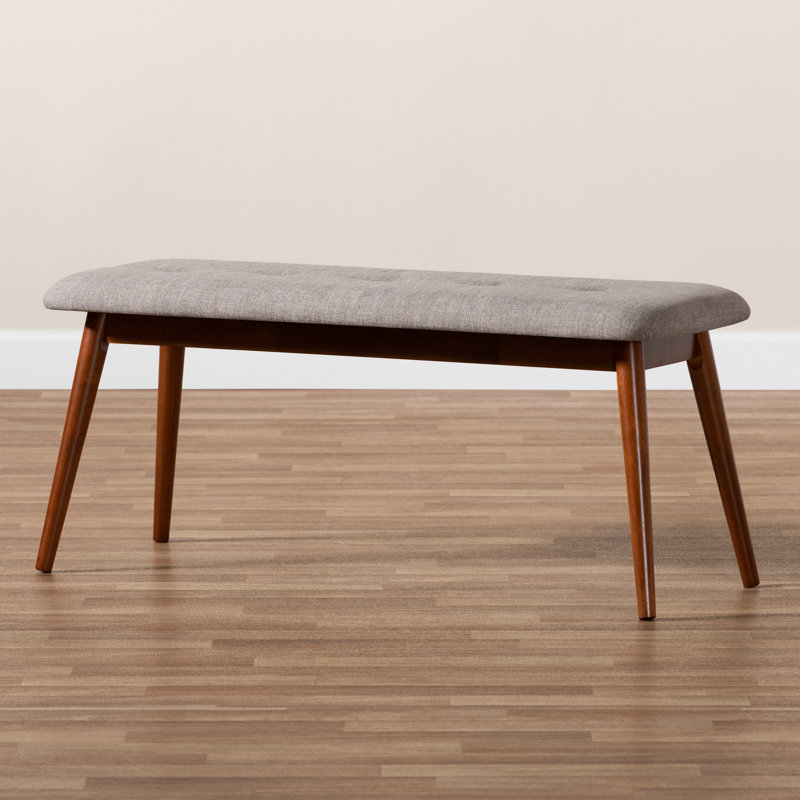 Chanlee Polyester Upholstered Bench, Light Gray