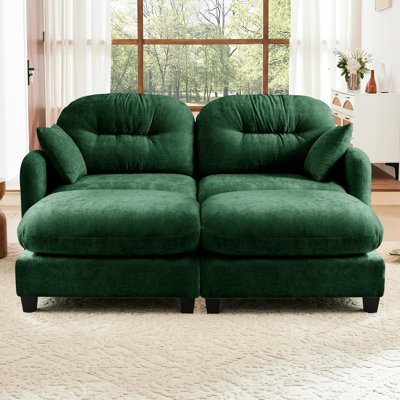 Canapé modulaire à 2 places de style nuage avec coussin et tissu en chenille, courbe ergonomique, mobile pour les salons