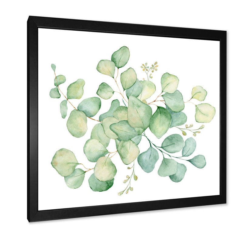 «Green Eucalyptus Bouquet On White», reproduction d'art sur toile traditionnelle, H 36 po x l 36 po x P 1 po