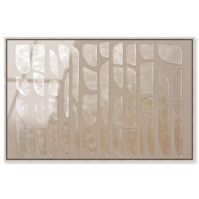 Art textuel abstrait texturé en verre acrylique encadré à carreaux texturés par Art Remedy, cadre argenté, 45 x 30