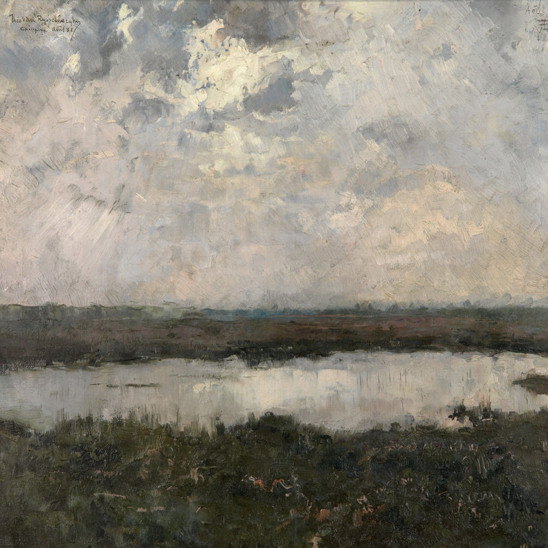 «Pool In The Kempen», reproduction sur toile par Theo Van Rysselberghe, Papier avec cadre simple noir, Non, H 12 po x l 12 po
