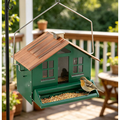 Squirrel Proof Bird Feeder With Weight-Activated Perches, 8Lb Capacity Outdoor Wild Bird Feeder, Rust-Resistant Metal Construction With Removable Lid For Easy Cleaning And Filling