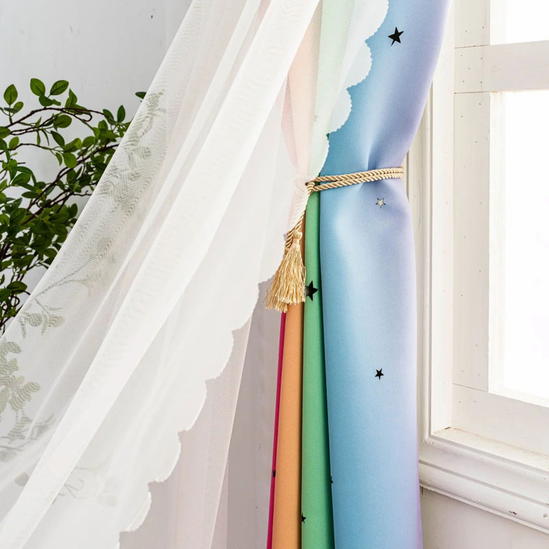 Panneaux de rideaux en polyester, L 52 po x L 84 po, Arc-en-ciel
