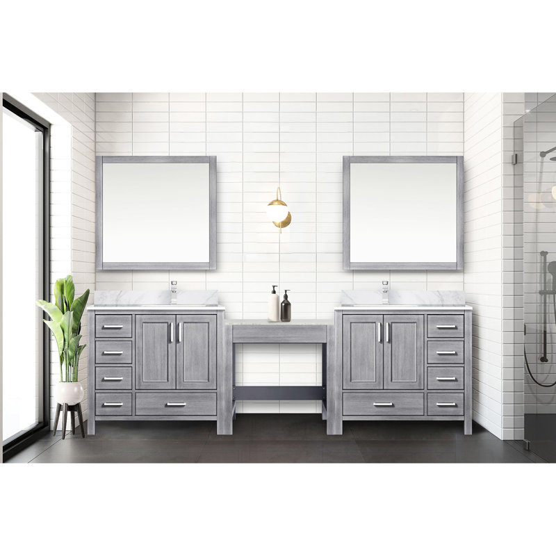 Meuble-lavabo double gris en marbre patiné L, 22 po, robinet et 34 miroirs, surface à teinture longue durée, robinets avec largeur, profondeur, surface supérieure, surface