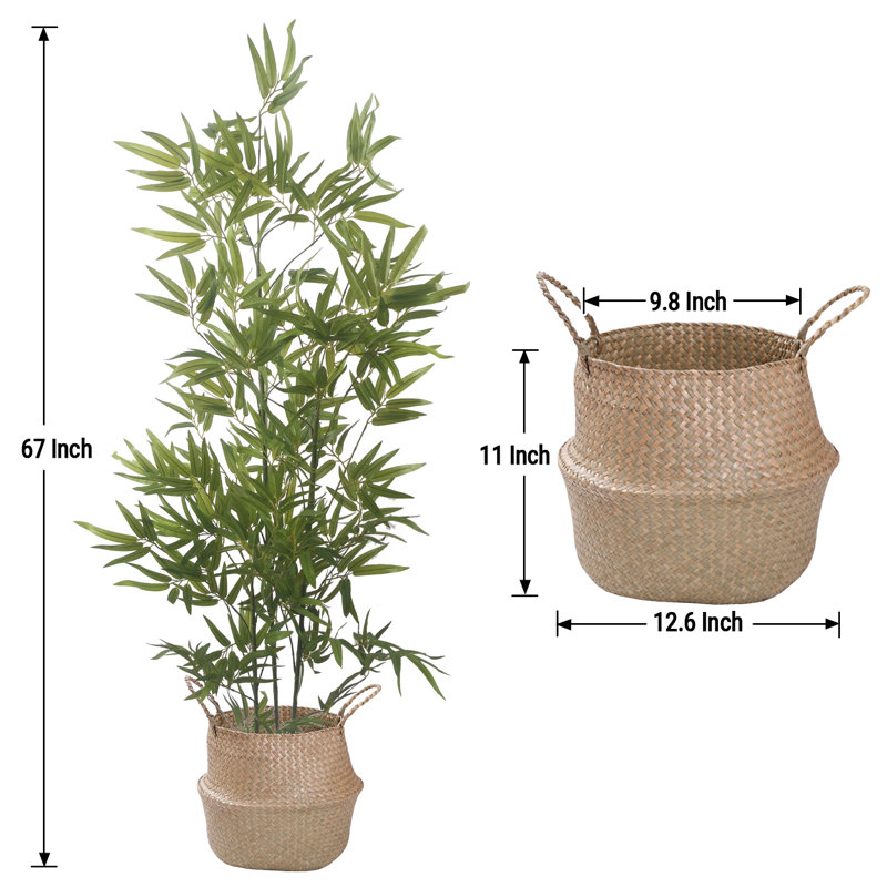 Pot en bambou artificiel, H 19,69 po x l 66,93 po x P 19,69 po