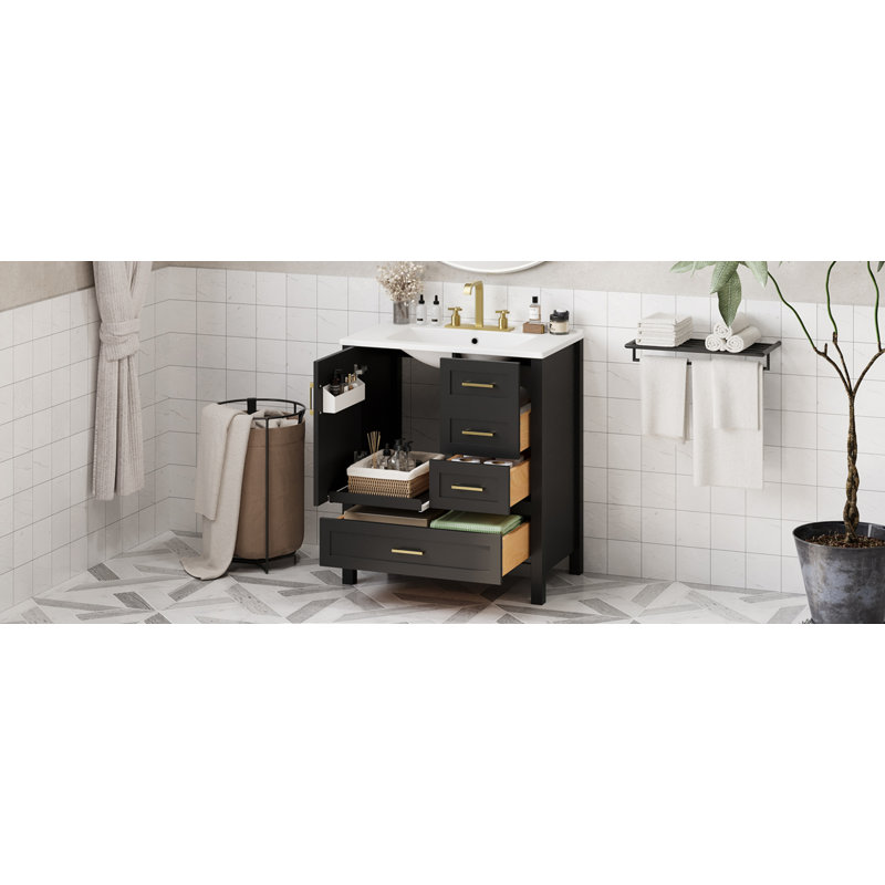 Bathroom Vanity with Sink Combination Set, Black