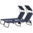Dark Blue Folding Chairs For Sunbathing - With Canopy And Side Pocket Shade Lawn Reclining,
