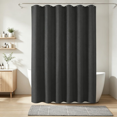 Heavy Duty Waffle Weave Shower Curtain, Repellent Fabric With Weighted Hem, Includes Rust-Resistant Metal Hooks, Machine Washable For Hotel Spa Luxury Bathroom
