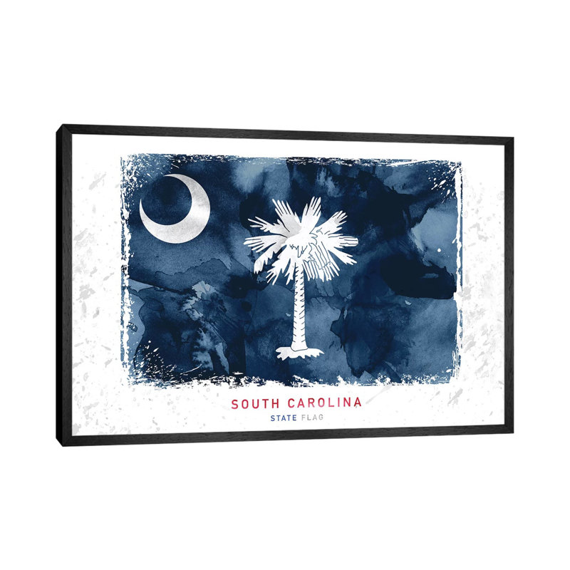 South Carolina - Print on Canvas, 45.72cm H x 66.04cm W x 3.81cm D, Black Framed