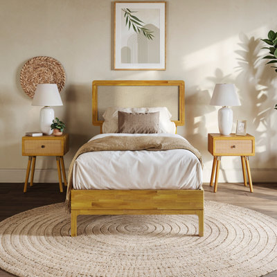 Anspach Solid Wood Platform Bed with Headboard, Bohemian Bed Frame