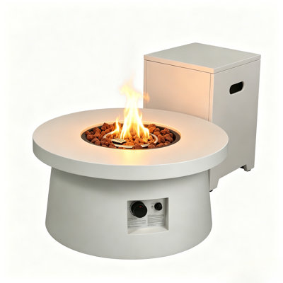 Table ronde pour foyer d'extérieur au propane de 30 po - Certifié CSA 50 000 BTU, 2 en 1 avec couvercle amovible, rangement pour réservoir caché, pierres de lave et housse de pluie pour la cour arrière