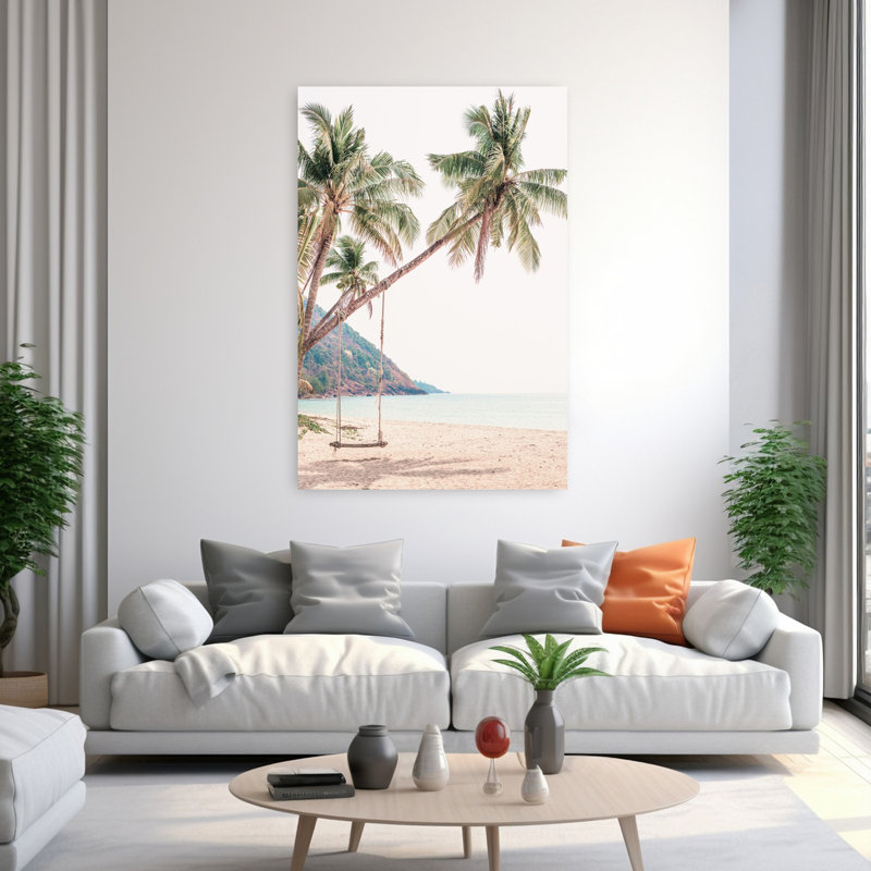 Swing, plage contemporaine, art mural, 60" H x 40" W