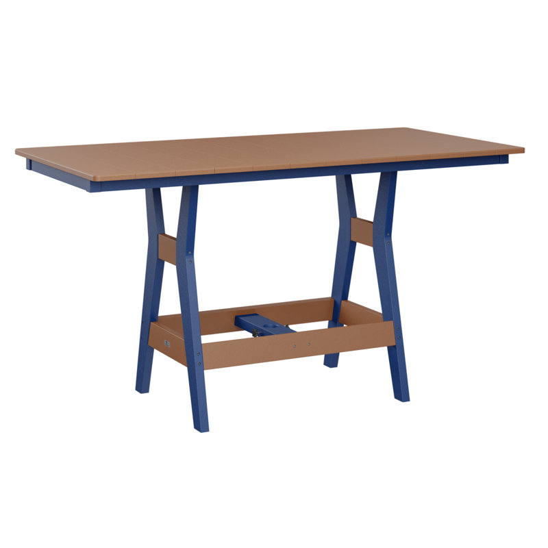 Table rectangulaire à hauteur de comptoir 66 po Berlin Gardens Harbor, 35.5" H x 66" W x 33" D, Bleu pacifique, Cèdre