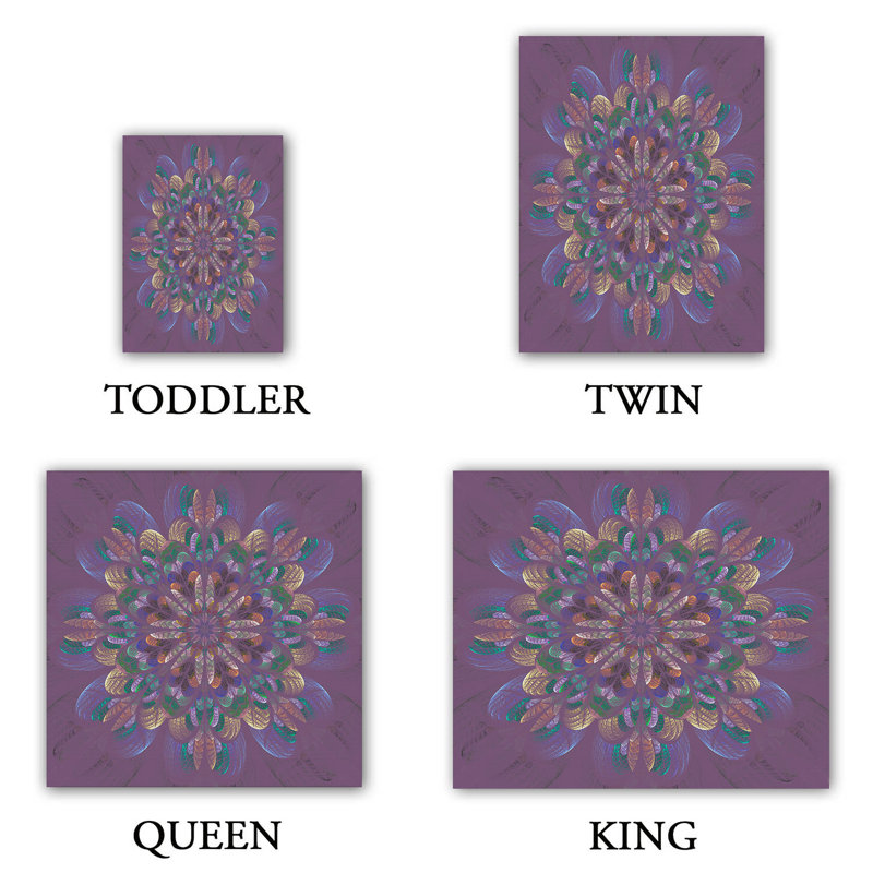 Polyester Floral Duvet Cover, 1 King Duvet Cover + 2 King Shams, Purple/Yellow/Blue