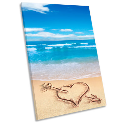 X0149 Beach Love Heart Sand - Wrapped Canvas Print
