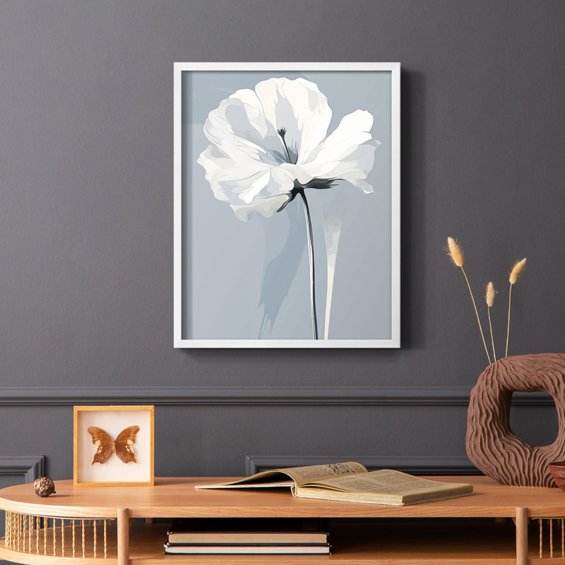 Série FLORAL CDXLI - reproduction encadrée de qualité supérieure - prête à être accrochée - aucun clou requis, Cadre blanc