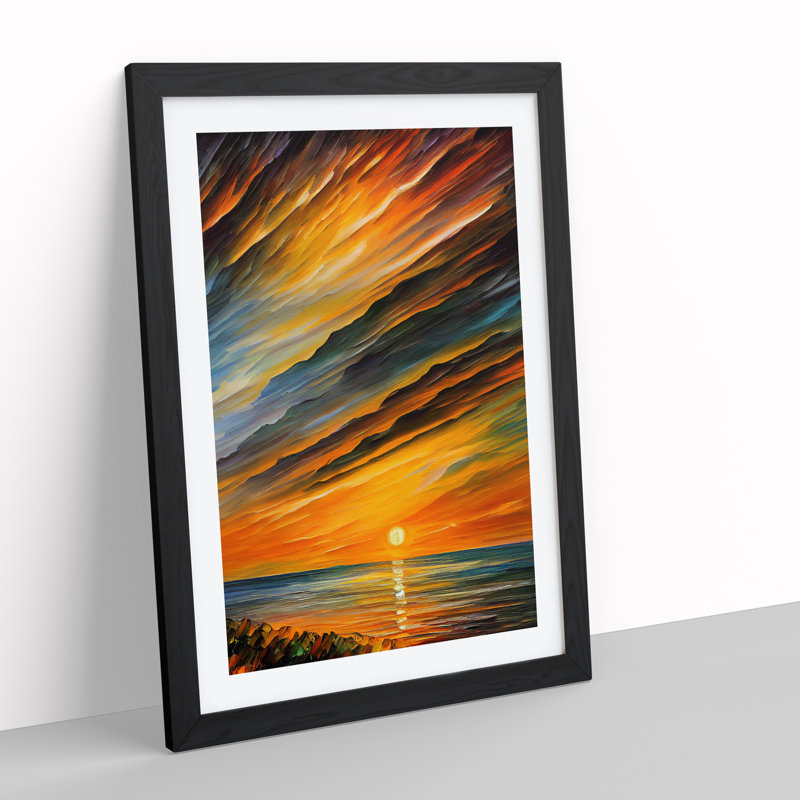 XV1022-3014X Ocean Sunrise No.1 - Single Picture Frame Print, 64cm H x 46cm W x 2cm D, Black