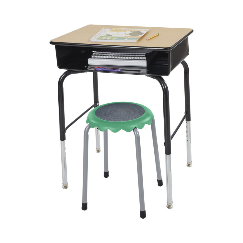 Emerald Green Stackable Plastic Stools with Steel Legs, 8-Piece Set